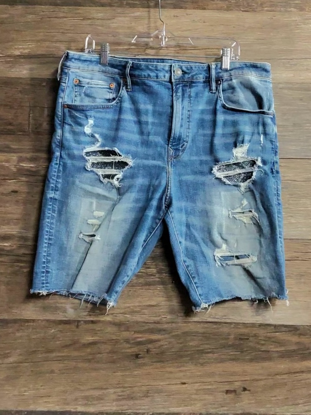 American Eagle Outfitters Light Blue Distressed Denim Shorts